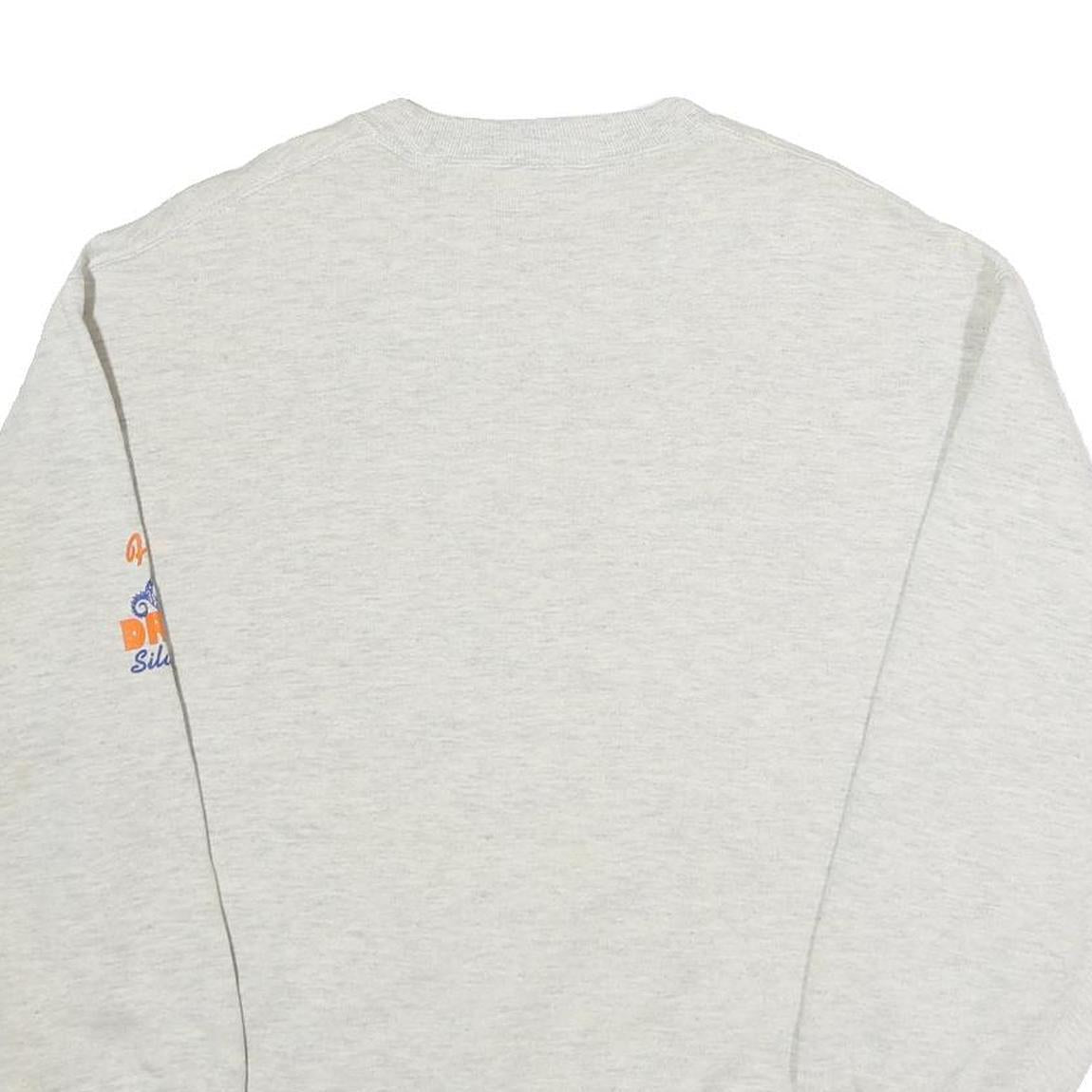 JERZEES Mens Grey Stout Elementary Dragon Graphic Crew Neck L Sweatshirt