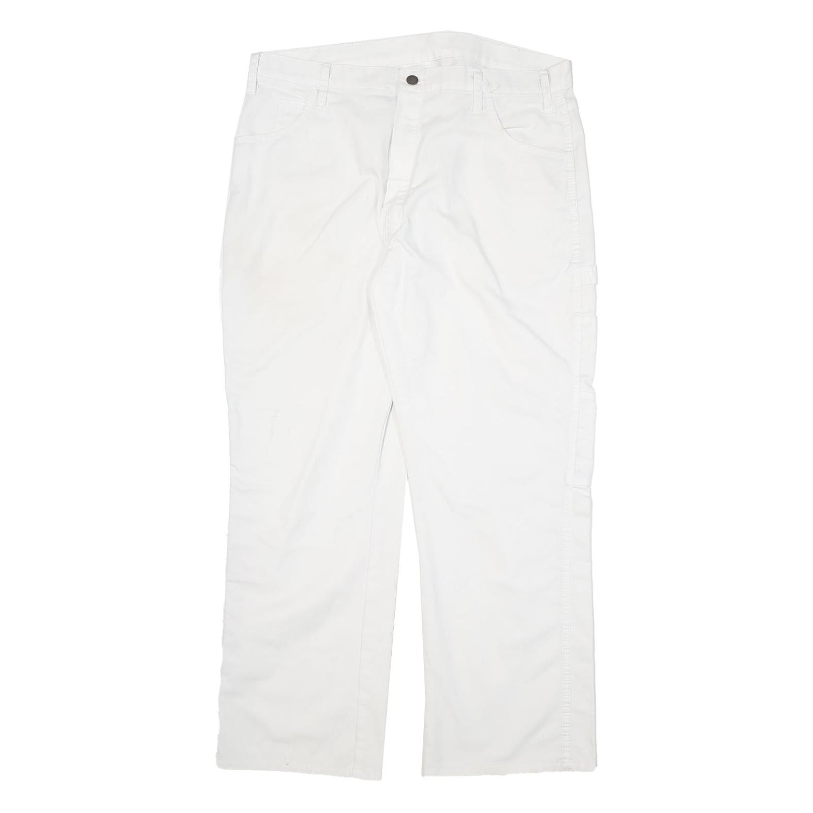 DICKIES Mens Cotton Blend White Casual Regular Straight Trousers W34 L29