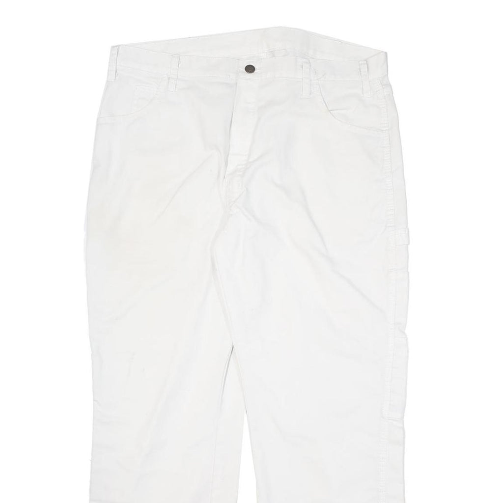 DICKIES Mens Cotton Blend White Casual Regular Straight Trousers W34 L29
