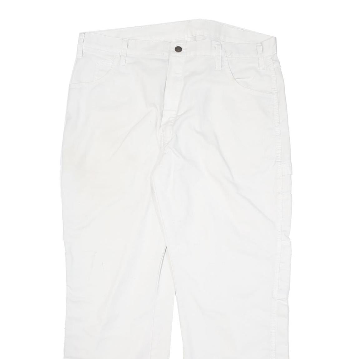 DICKIES Mens Cotton Blend White Casual Regular Straight Trousers W34 L29