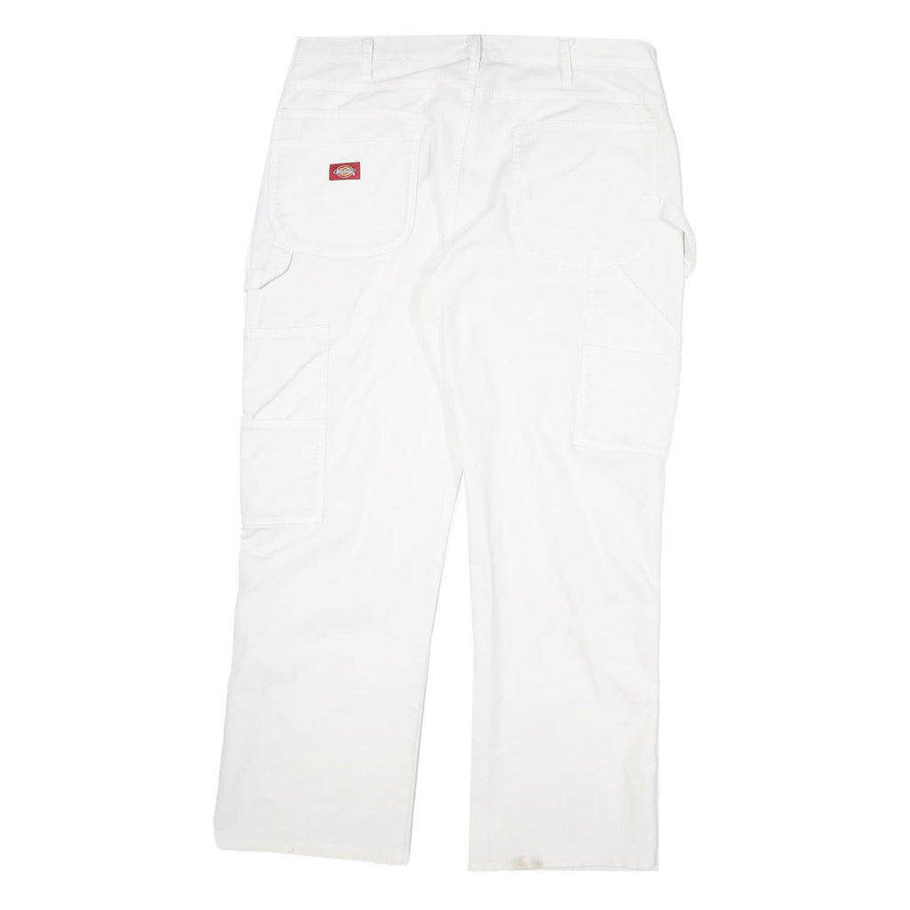 DICKIES Mens Cotton Blend White Casual Regular Straight Trousers W34 L29