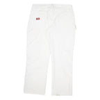 DICKIES Mens Cotton Blend White Casual Regular Straight Trousers W34 L29
