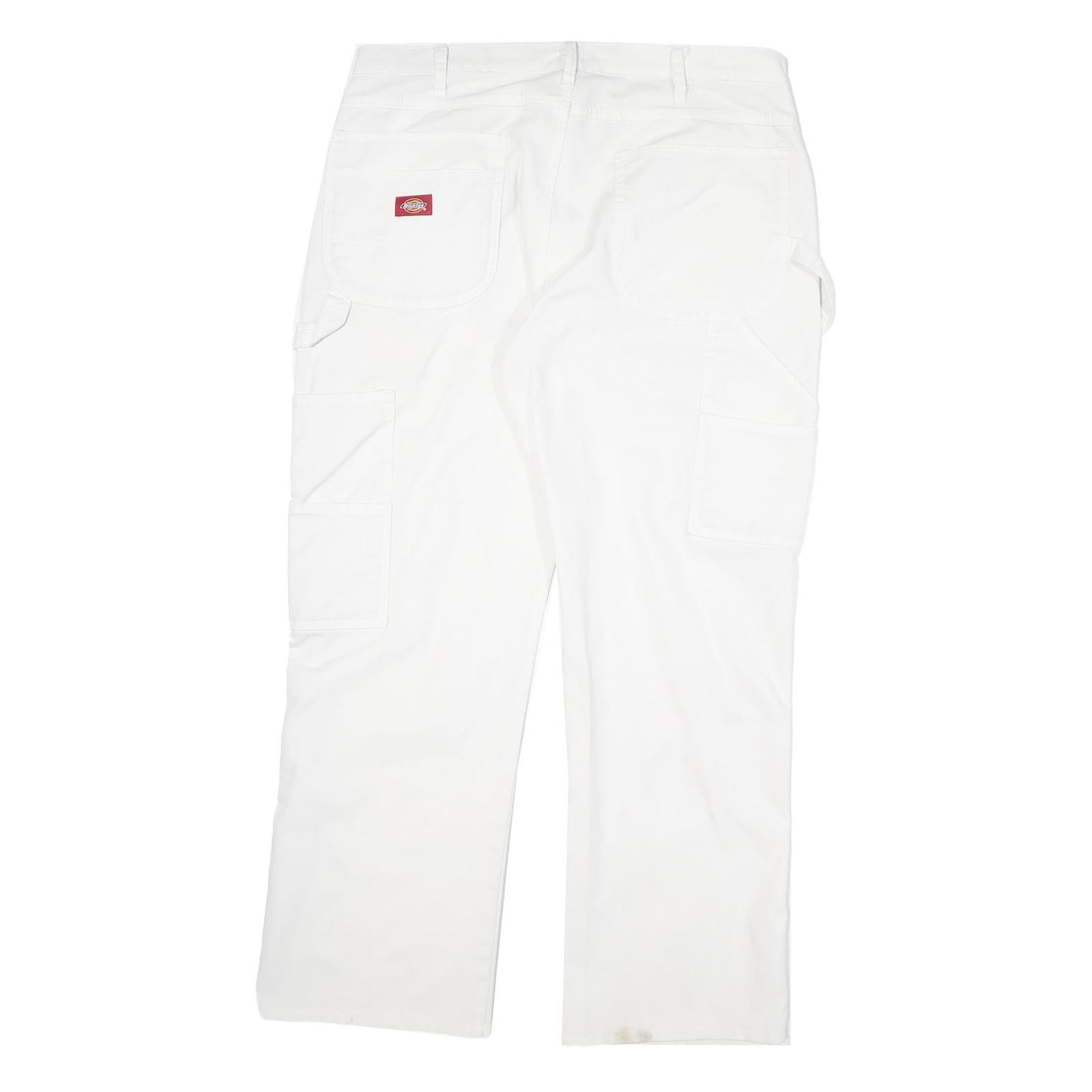 DICKIES Mens Cotton Blend White Casual Regular Straight Trousers W34 L29