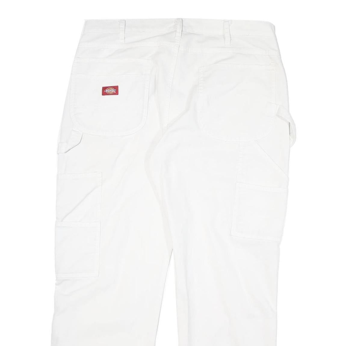 DICKIES Mens Cotton Blend White Casual Regular Straight Trousers W34 L29