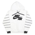 NIKE Mens White Black Striped Pullover Hoodie S Nike Air Logo Sweatshirt