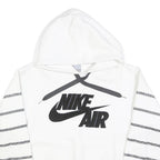 NIKE Mens White Black Striped Pullover Hoodie S Nike Air Logo Sweatshirt