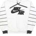 NIKE Mens White Black Striped Pullover Hoodie S Nike Air Logo Sweatshirt