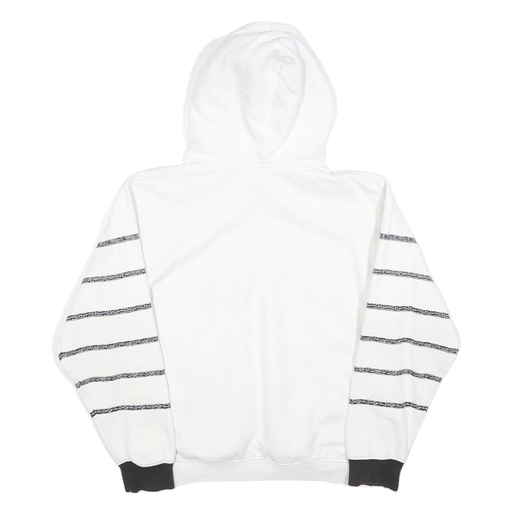 NIKE Mens White Black Striped Pullover Hoodie S Nike Air Logo Sweatshirt
