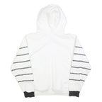 NIKE Mens White Black Striped Pullover Hoodie S Nike Air Logo Sweatshirt