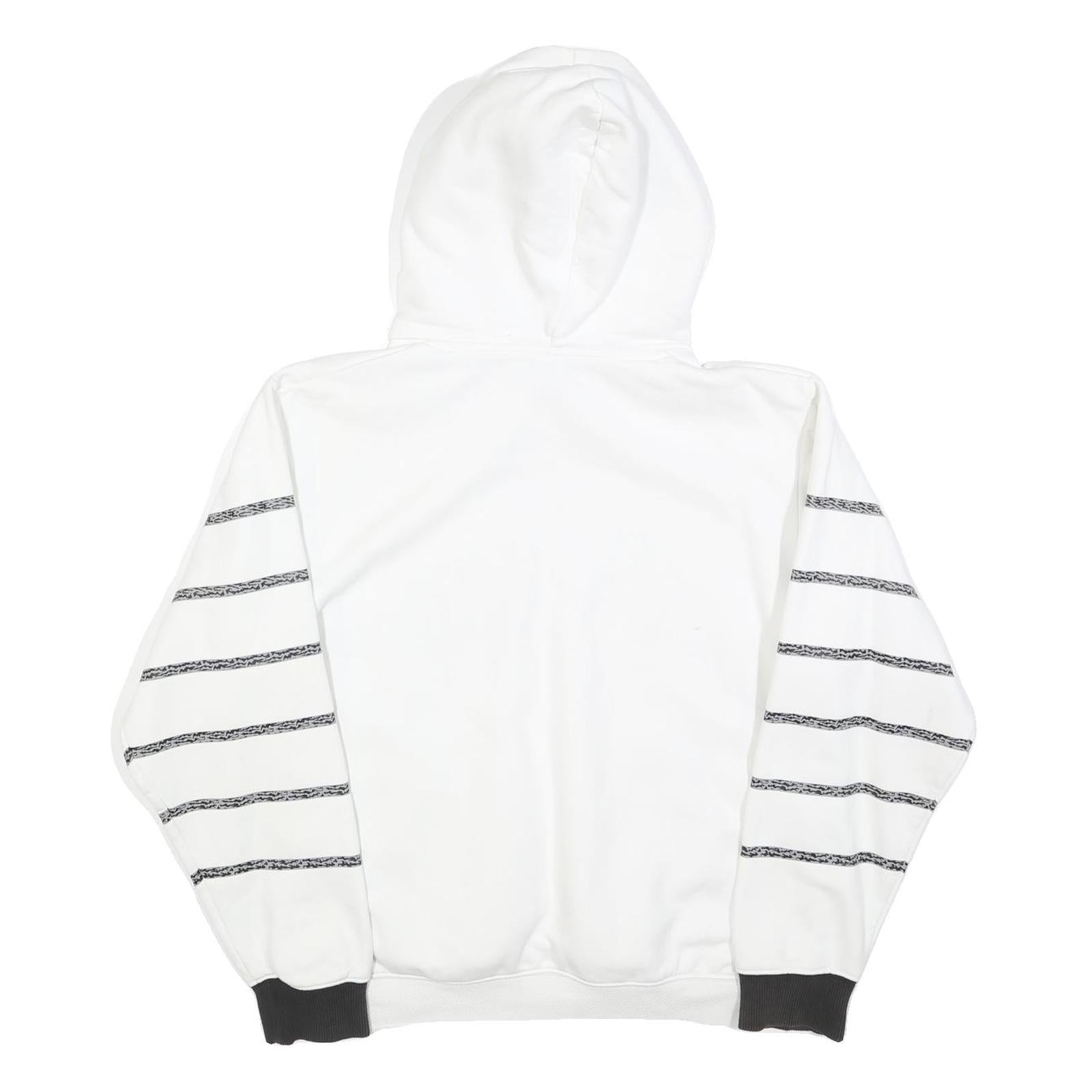 NIKE Mens White Black Striped Pullover Hoodie S Nike Air Logo Sweatshirt