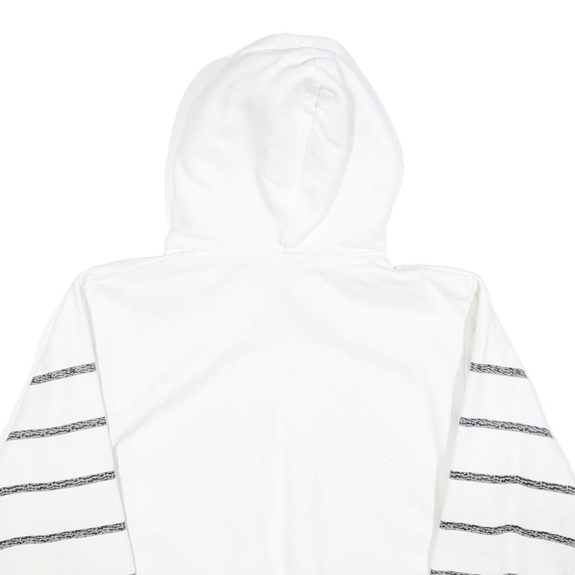NIKE Mens White Black Striped Pullover Hoodie S Nike Air Logo Sweatshirt