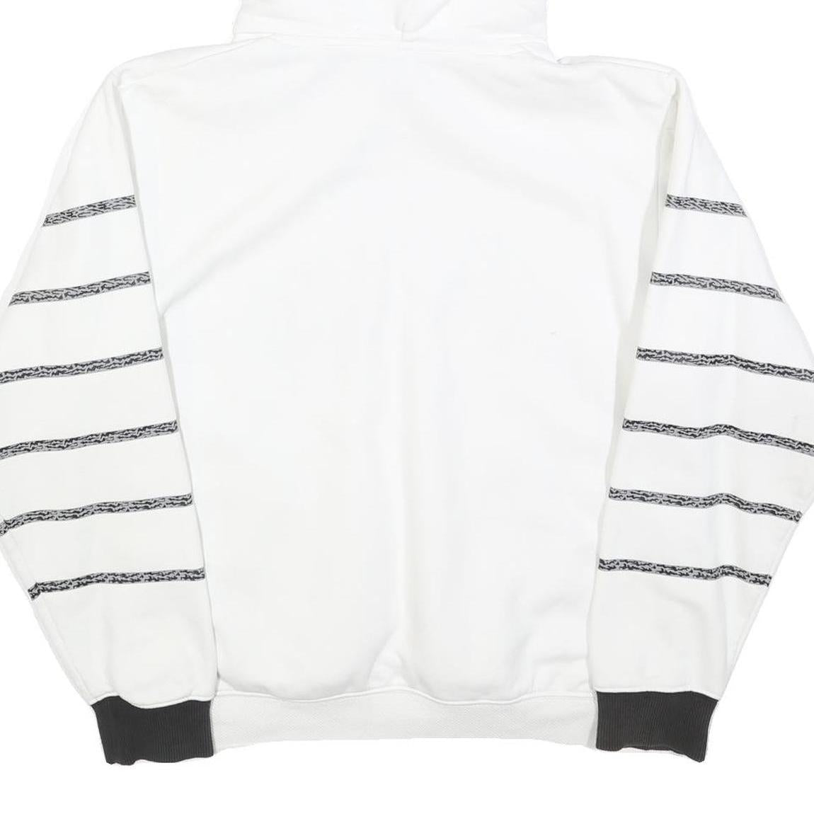 NIKE Mens White Black Striped Pullover Hoodie S Nike Air Logo Sweatshirt