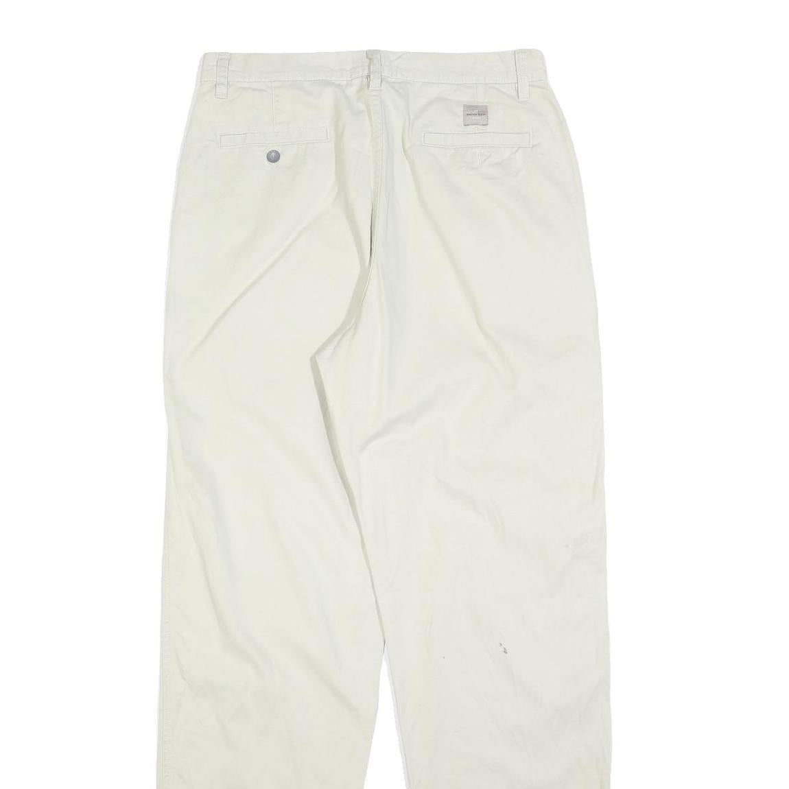 CALVIN KLEIN JEANS Mens Cotton Blend Cream Regular Straight Trousers W32 L34