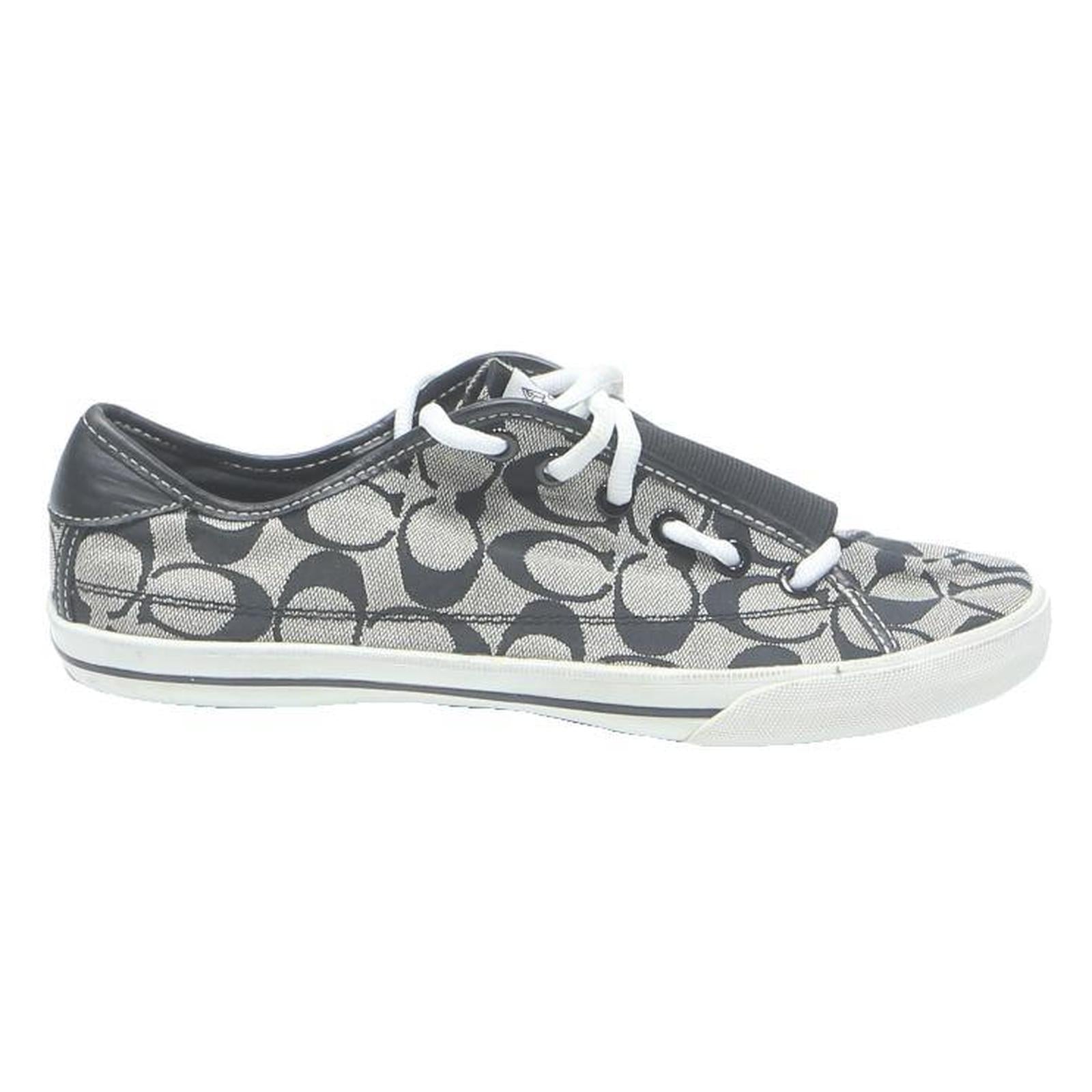 COACH Signature Canvas Womens Low Top Trainers Black Grey Synthetic UK 7 Casual