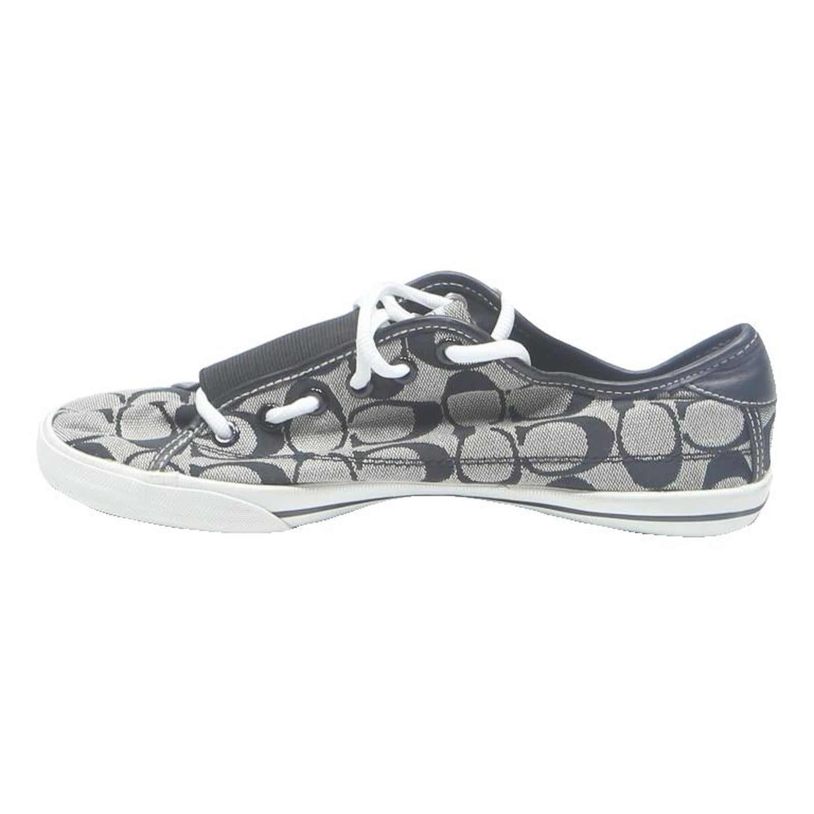 COACH Signature Canvas Womens Low Top Trainers Black Grey Synthetic UK 7 Casual