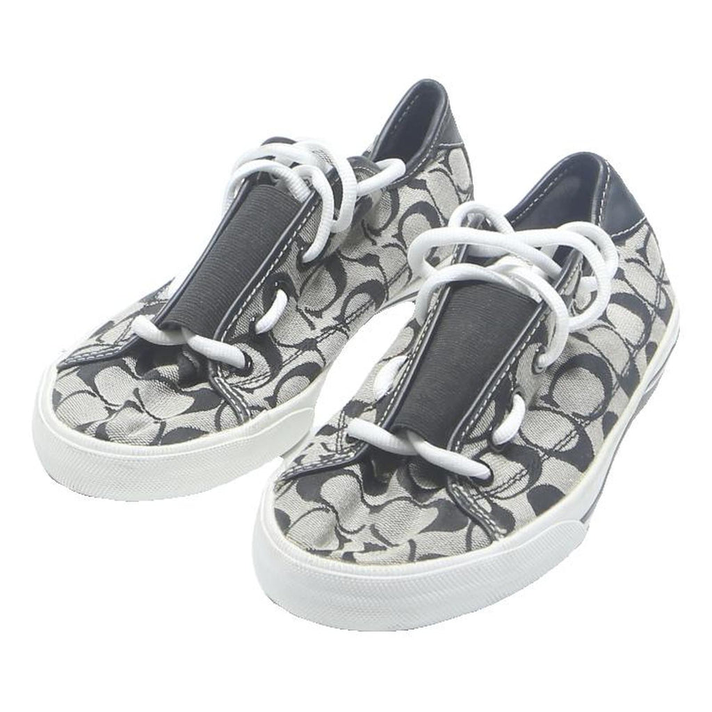 COACH Signature Canvas Womens Low Top Trainers Black Grey Synthetic UK 7 Casual