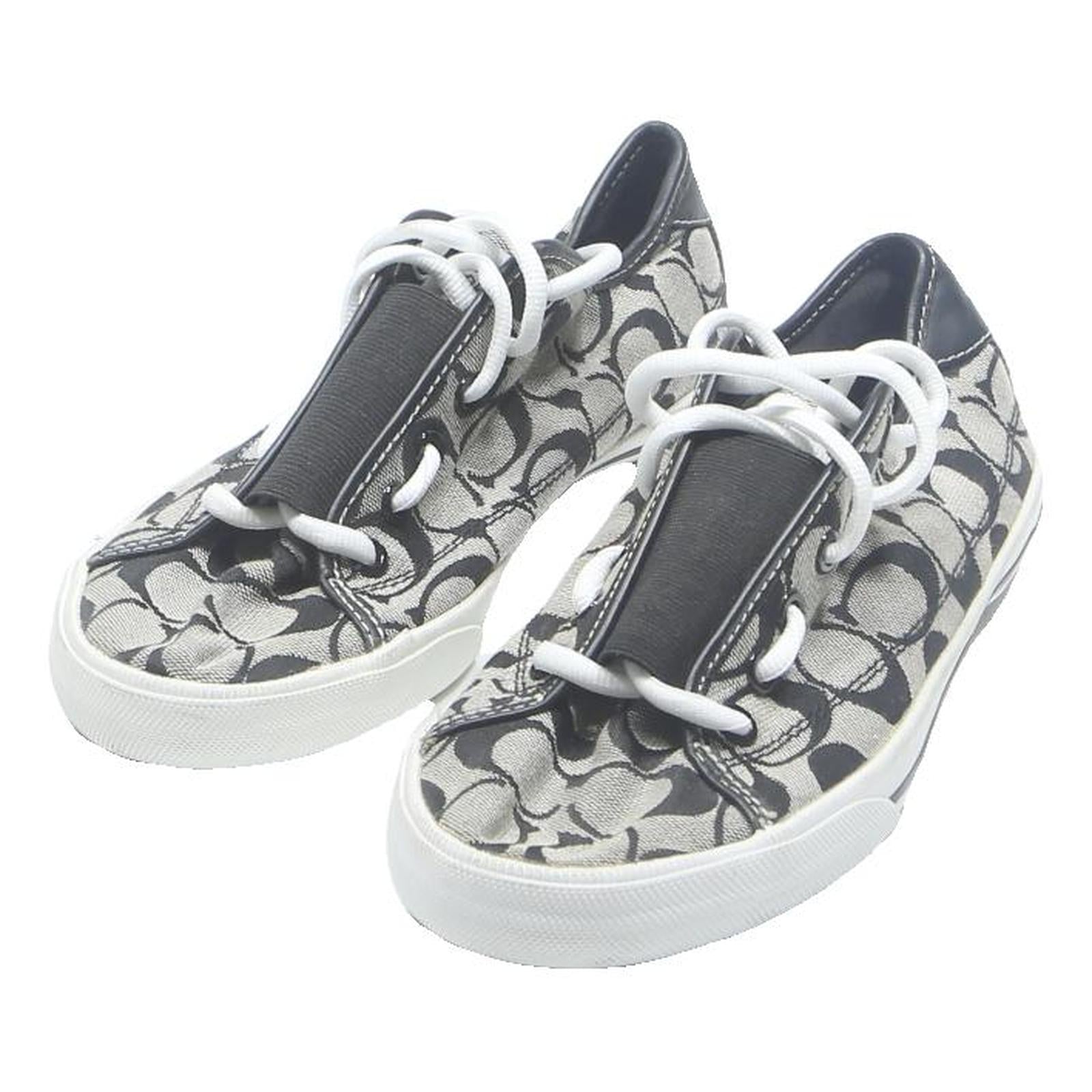 COACH Signature Canvas Womens Low Top Trainers Black Grey Synthetic UK 7 Casual