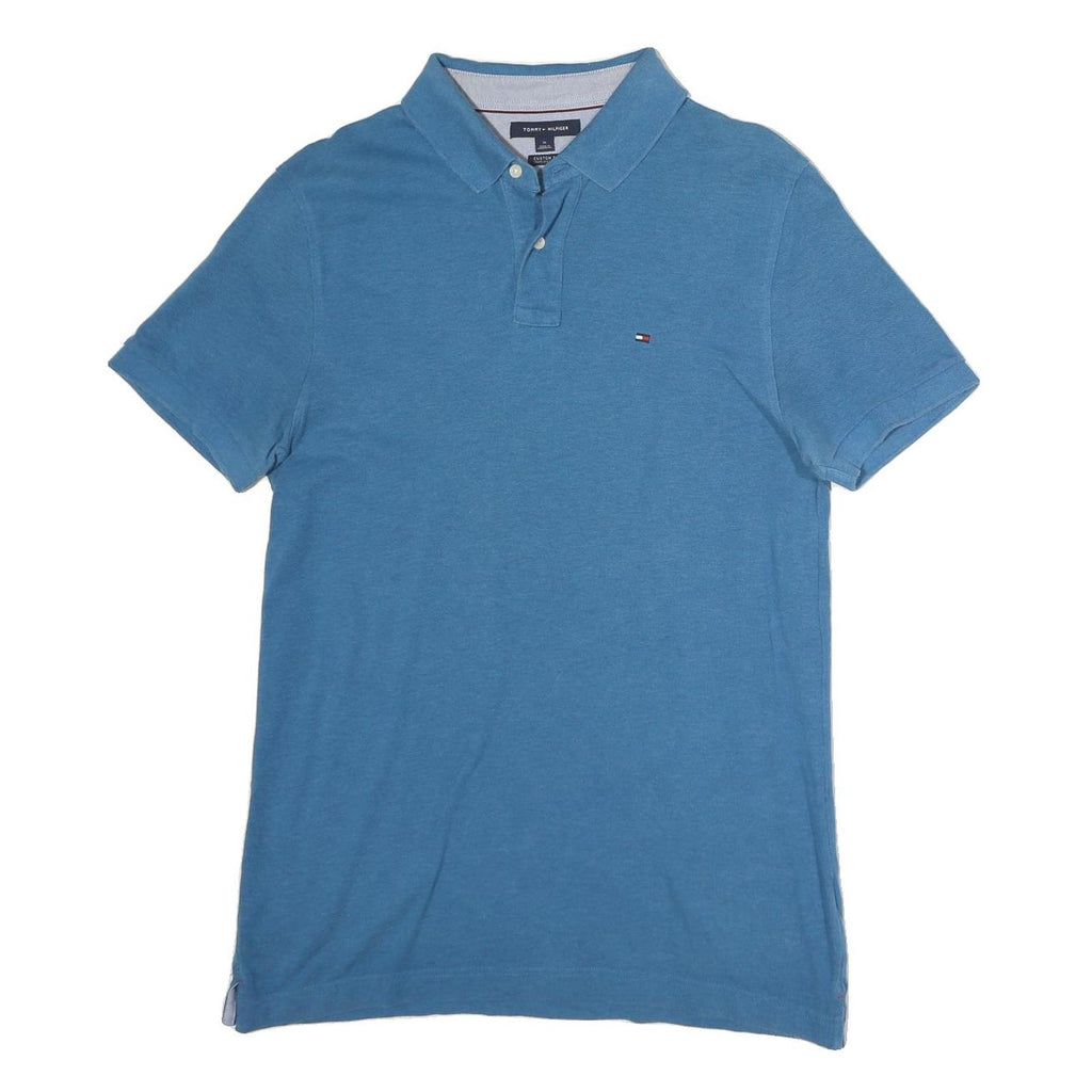 TOMMY HILFIGER Mens Blue Short Sleeve Polo Shirt M Classic Cotton Casual