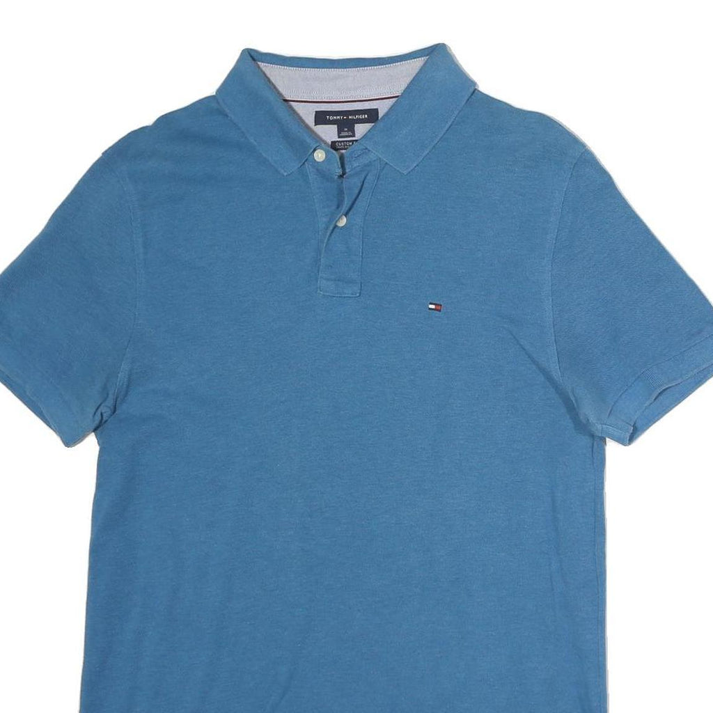 TOMMY HILFIGER Mens Blue Short Sleeve Polo Shirt M Classic Cotton Casual