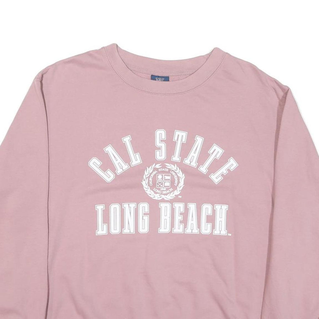 MV SPORT Mens Pink Cal State Long Beach Crew Neck M Cotton Sweatshirt Casual