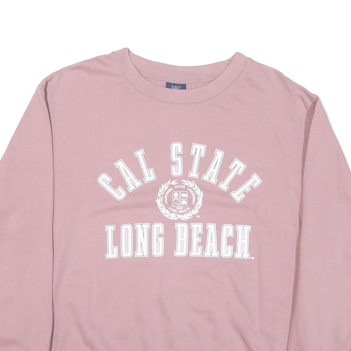 MV SPORT Mens Pink Cal State Long Beach Crew Neck M Cotton Sweatshirt Casual