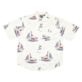 PURITAN Mens White Graphic Cotton Blend Short Sleeve Shirt L Nautical Design