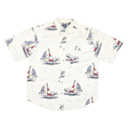 PURITAN Mens White Graphic Cotton Blend Short Sleeve Shirt L Nautical Design