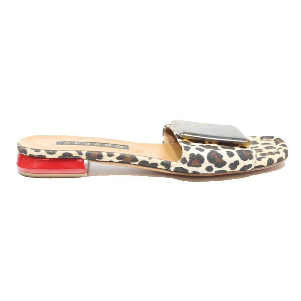 ALBANO Womens Leopard Print Flat Slider Sandals Synthetic UK 6 Stylish Casual
