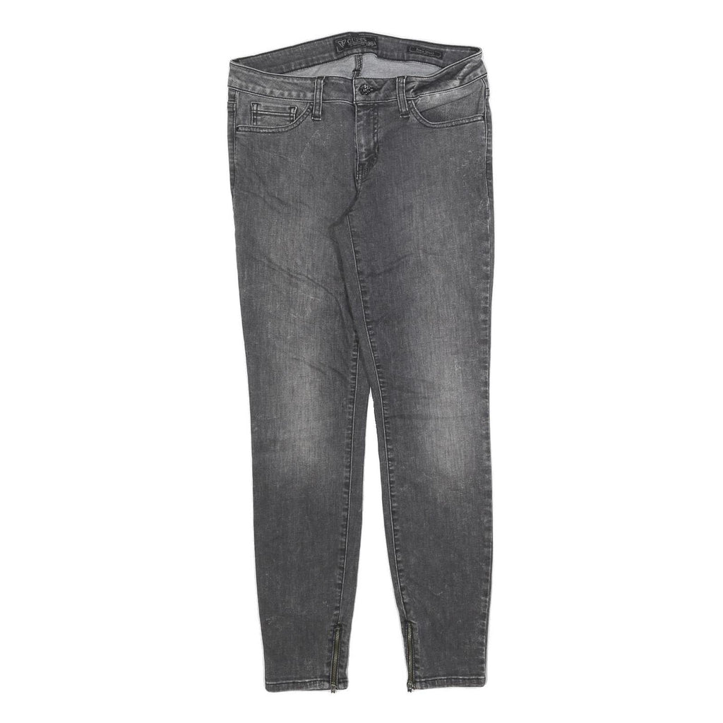 GUESS Womens Slim Grey Denim Jeans Cotton Blend W29 L28 Zip Detail
