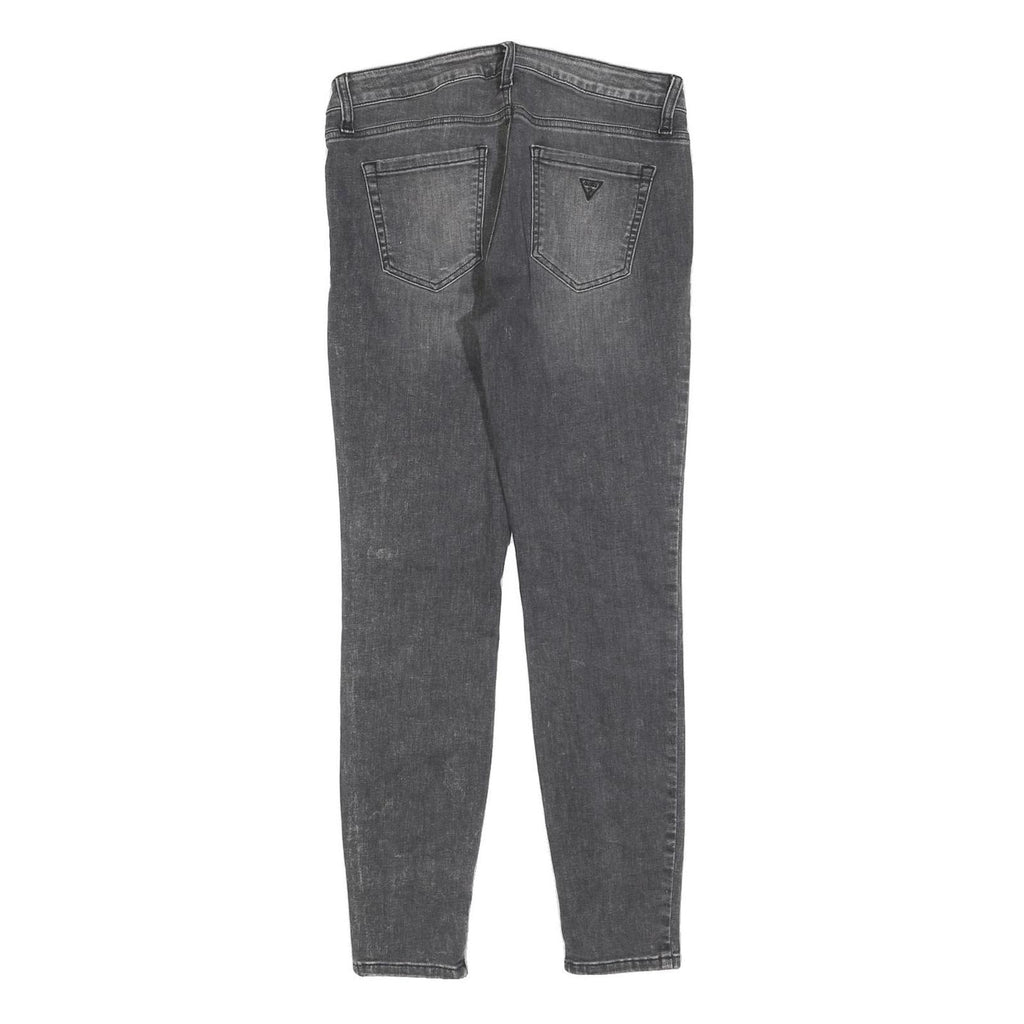 GUESS Womens Slim Grey Denim Jeans Cotton Blend W29 L28 Zip Detail