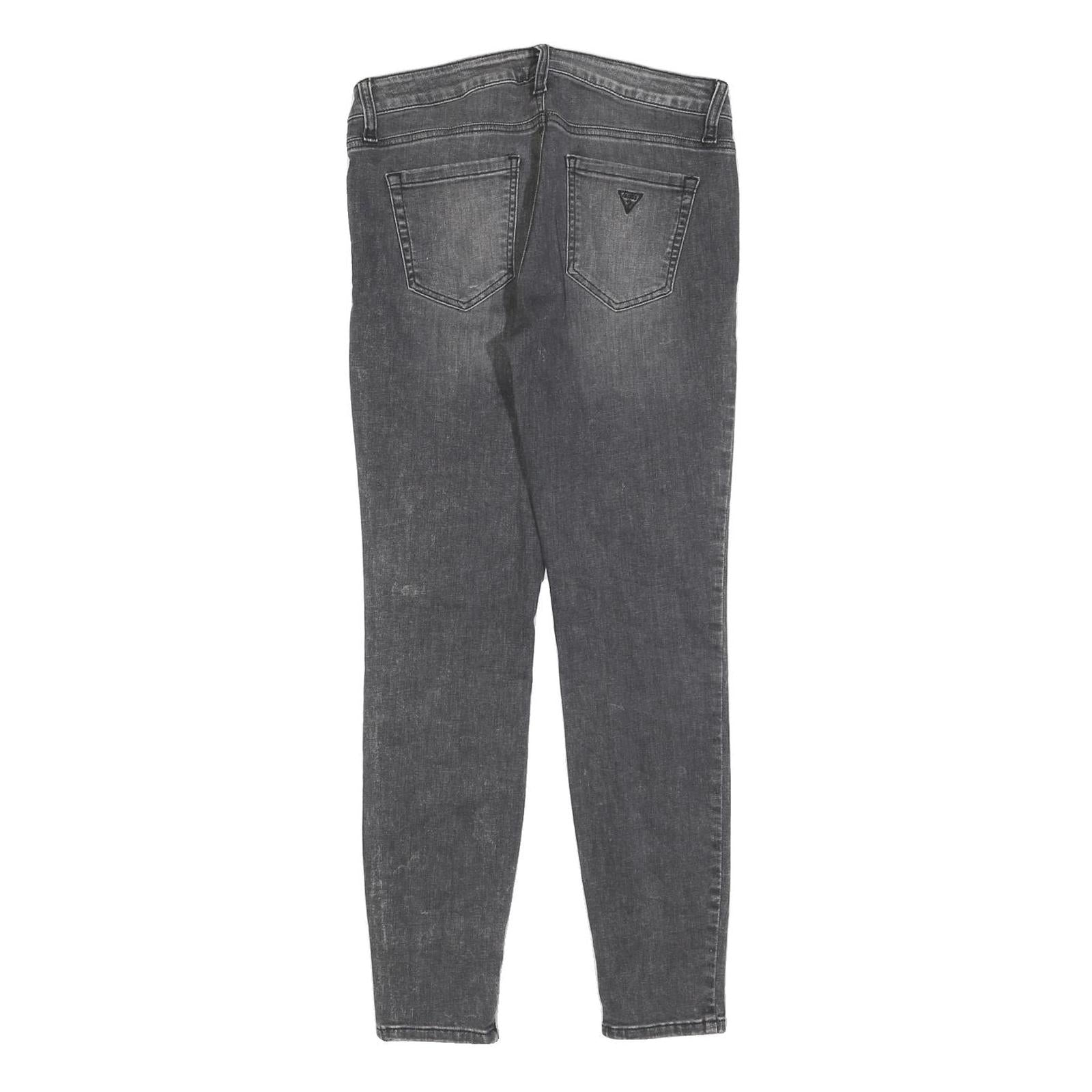 GUESS Womens Slim Grey Denim Jeans Cotton Blend W29 L28 Zip Detail