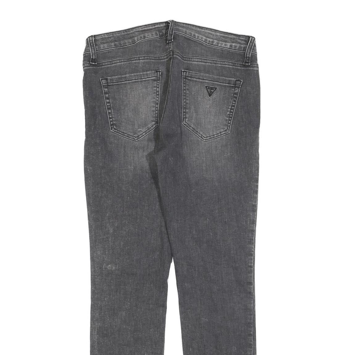 GUESS Womens Slim Grey Denim Jeans Cotton Blend W29 L28 Zip Detail