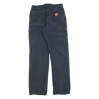 CARHARTT Mens Cotton Blend Navy Blue Regular Straight Trousers W32 L36 Workwear