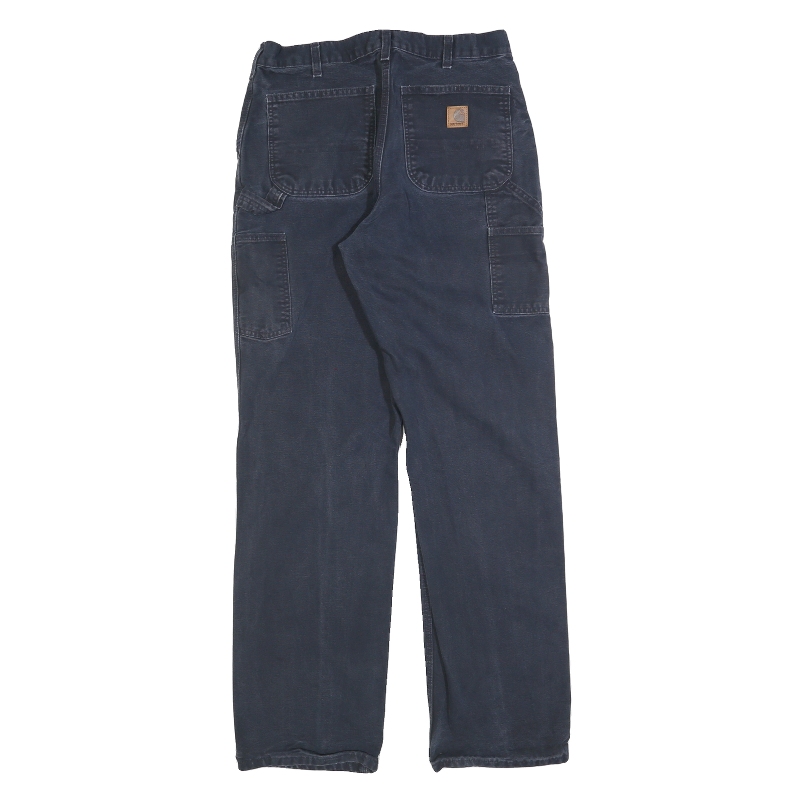 CARHARTT Mens Cotton Blend Navy Blue Regular Straight Trousers W32 L36 Workwear