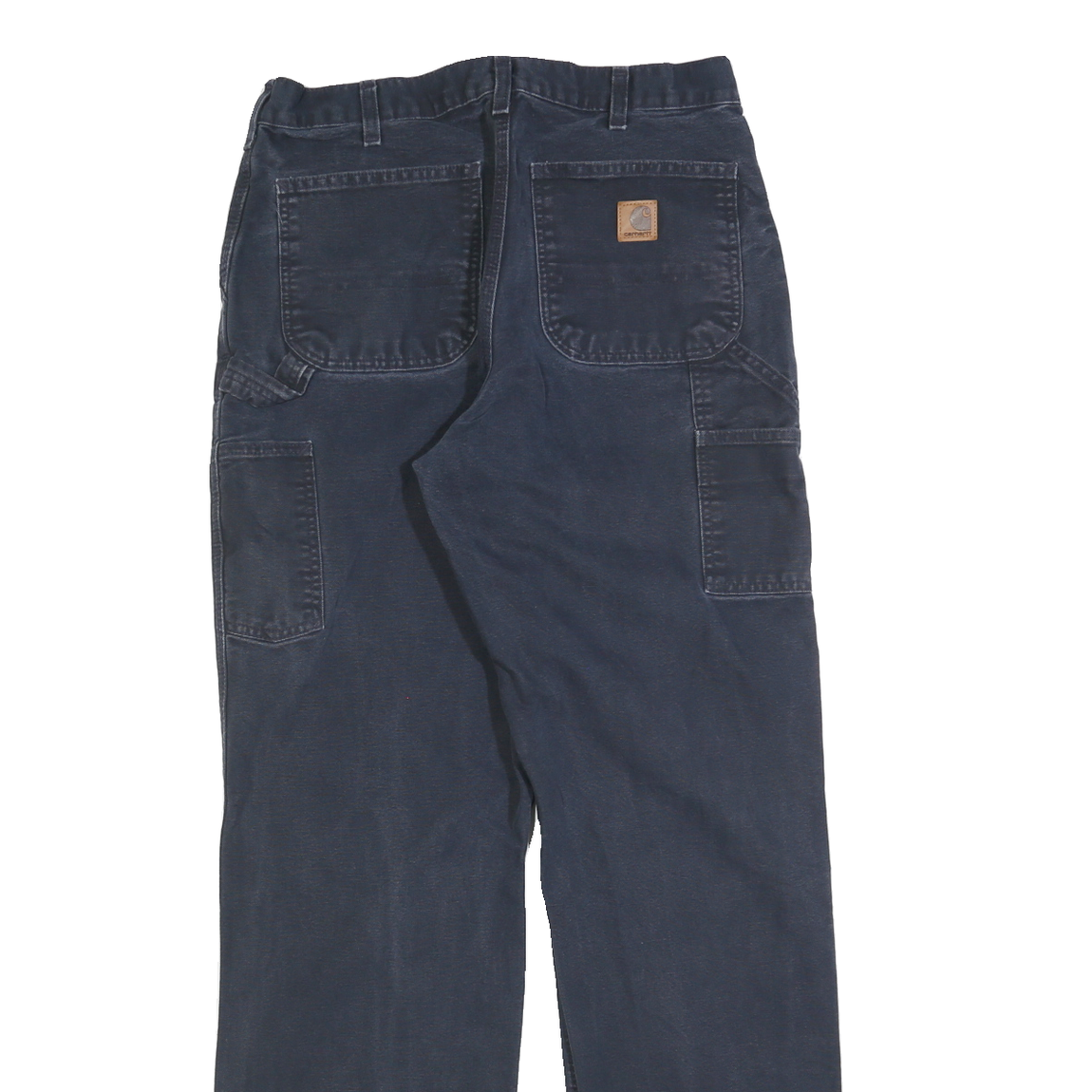 CARHARTT Mens Cotton Blend Navy Blue Regular Straight Trousers W32 L36 Workwear