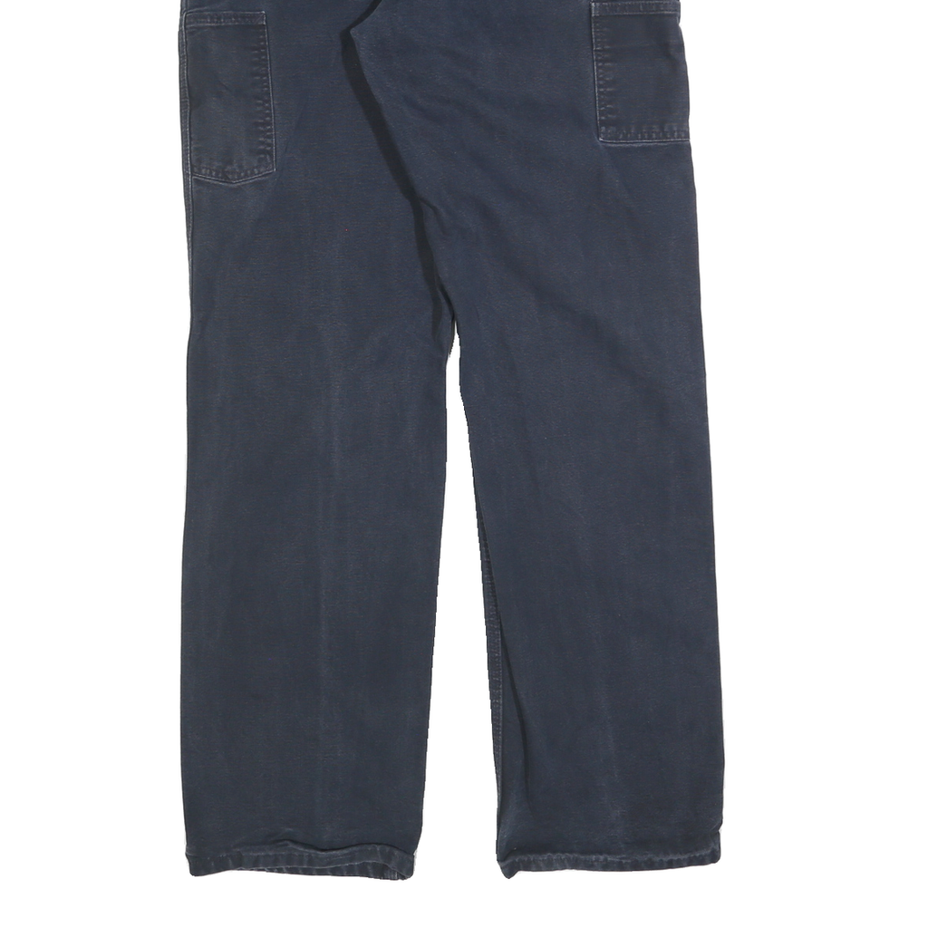 CARHARTT Mens Cotton Blend Navy Blue Regular Straight Trousers W32 L36 Workwear