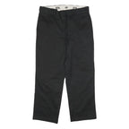 DICKIES Mens Black Regular Fit Straight Cotton Blend Trousers W33 L28 Workwear