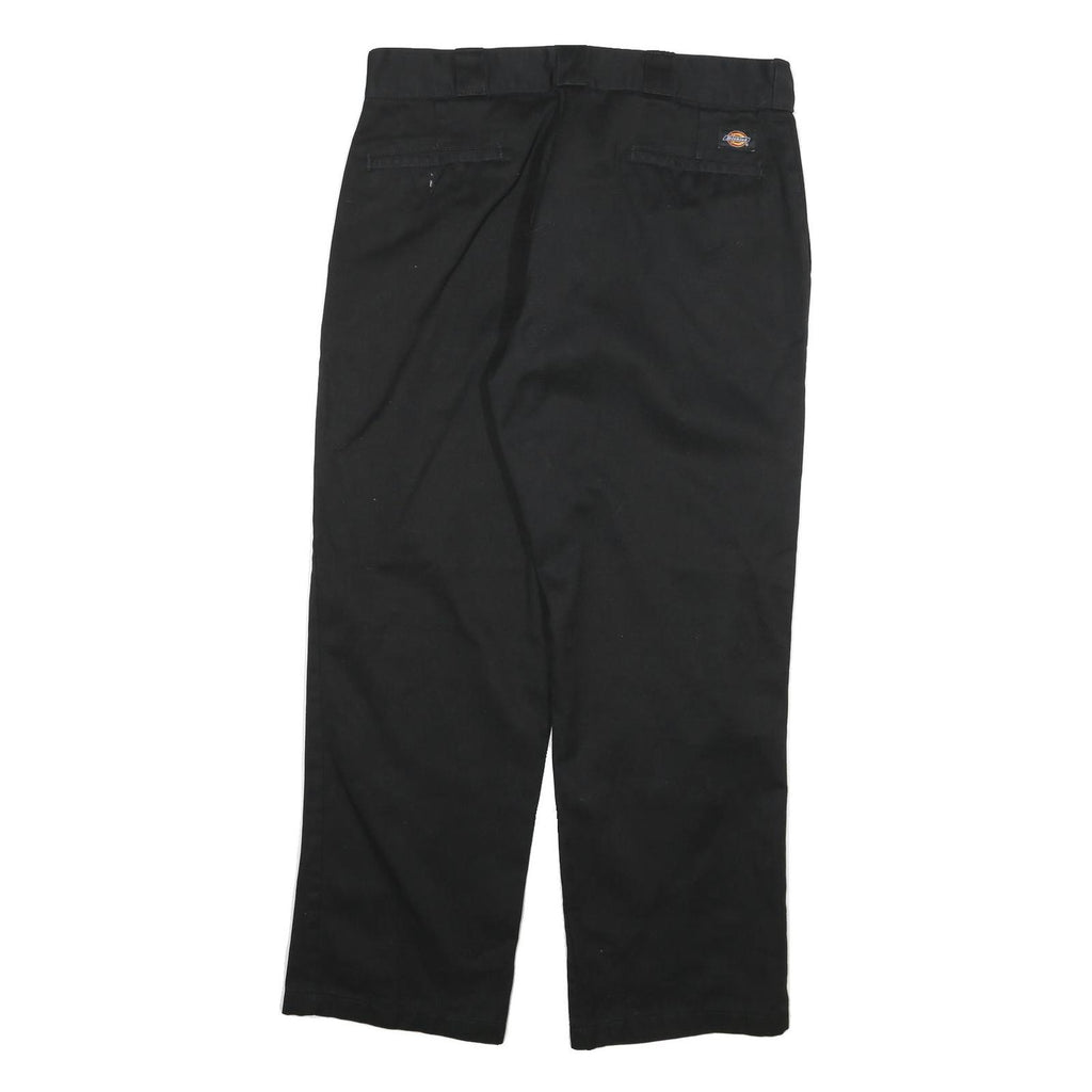 DICKIES Mens Black Regular Fit Straight Cotton Blend Trousers W33 L28 Workwear