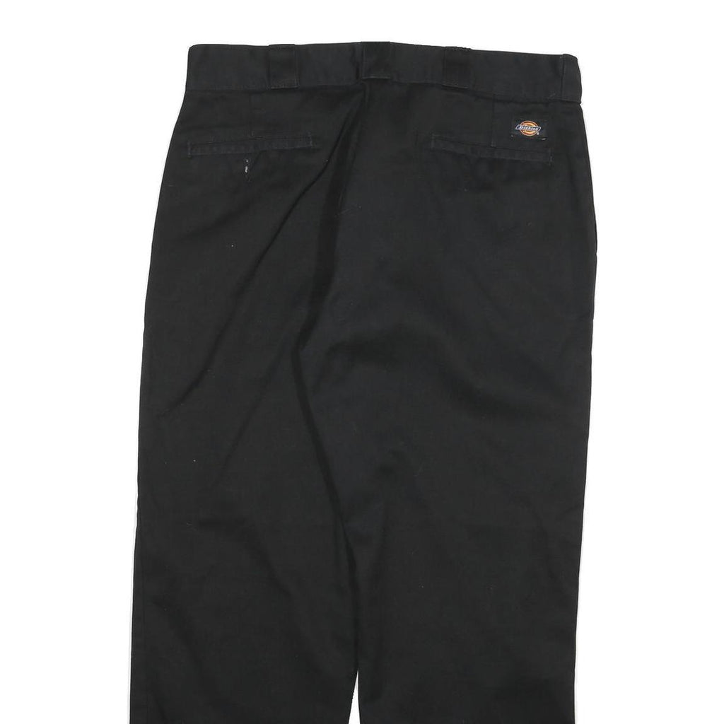 DICKIES Mens Black Regular Fit Straight Cotton Blend Trousers W33 L28 Workwear