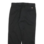DICKIES Mens Black Regular Fit Straight Cotton Blend Trousers W33 L28 Workwear