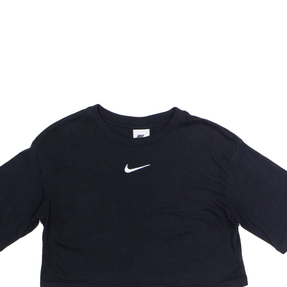 NIKE Cropped Womens T-Shirt Black Crew Neck XS