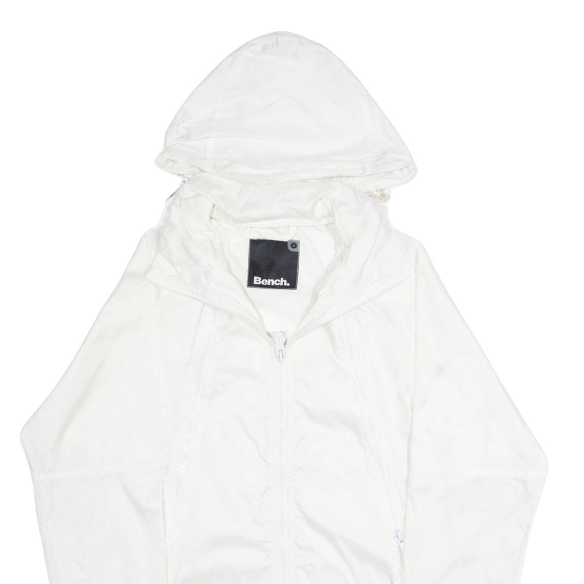 BENCH Mens Rain Jacket White Hooded S
