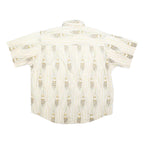 CROSSINGS Mens Cream & Brown Short Sleeve Pattern Shirt L Cotton Blend Casual