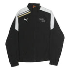 PUMA Mens Black & White Novato Soccer Sports Zip Jacket L Cotton Woven