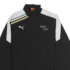 PUMA Mens Black & White Novato Soccer Sports Zip Jacket L Cotton Woven