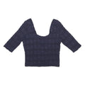 HOLLISTER Womens Navy Blue Printed Cropped 3/4 Sleeve Scoop Neck Top M