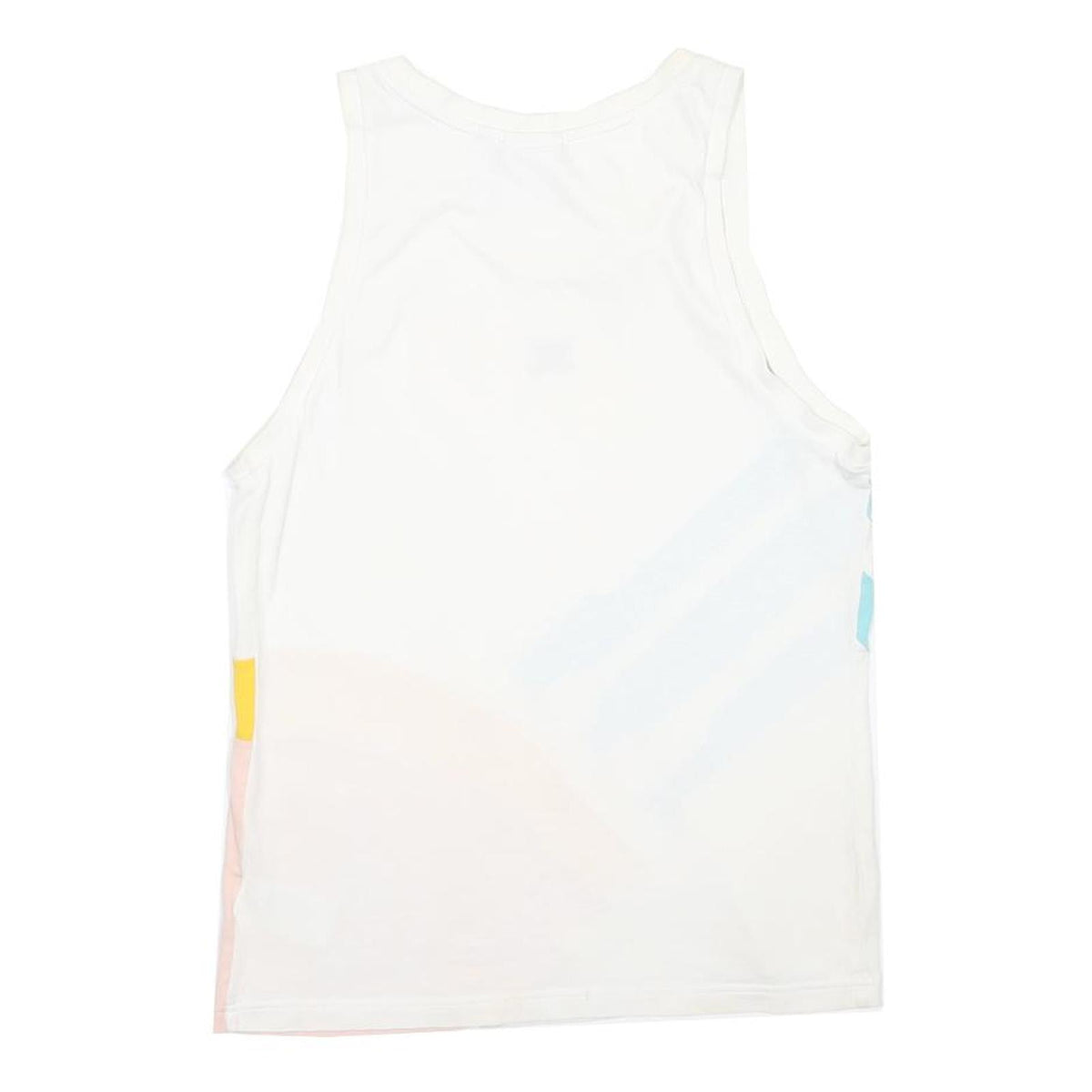ADIDAS Mens White & Blue & Yellow Cotton Blend Vest M Sleeveless Crew Neck Logo