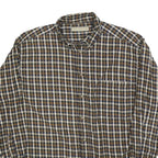 NATURALIFE Mens Brown Blue Check Shirt L Cotton Blend Casual Long Sleeve