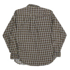 NATURALIFE Mens Brown Blue Check Shirt L Cotton Blend Casual Long Sleeve