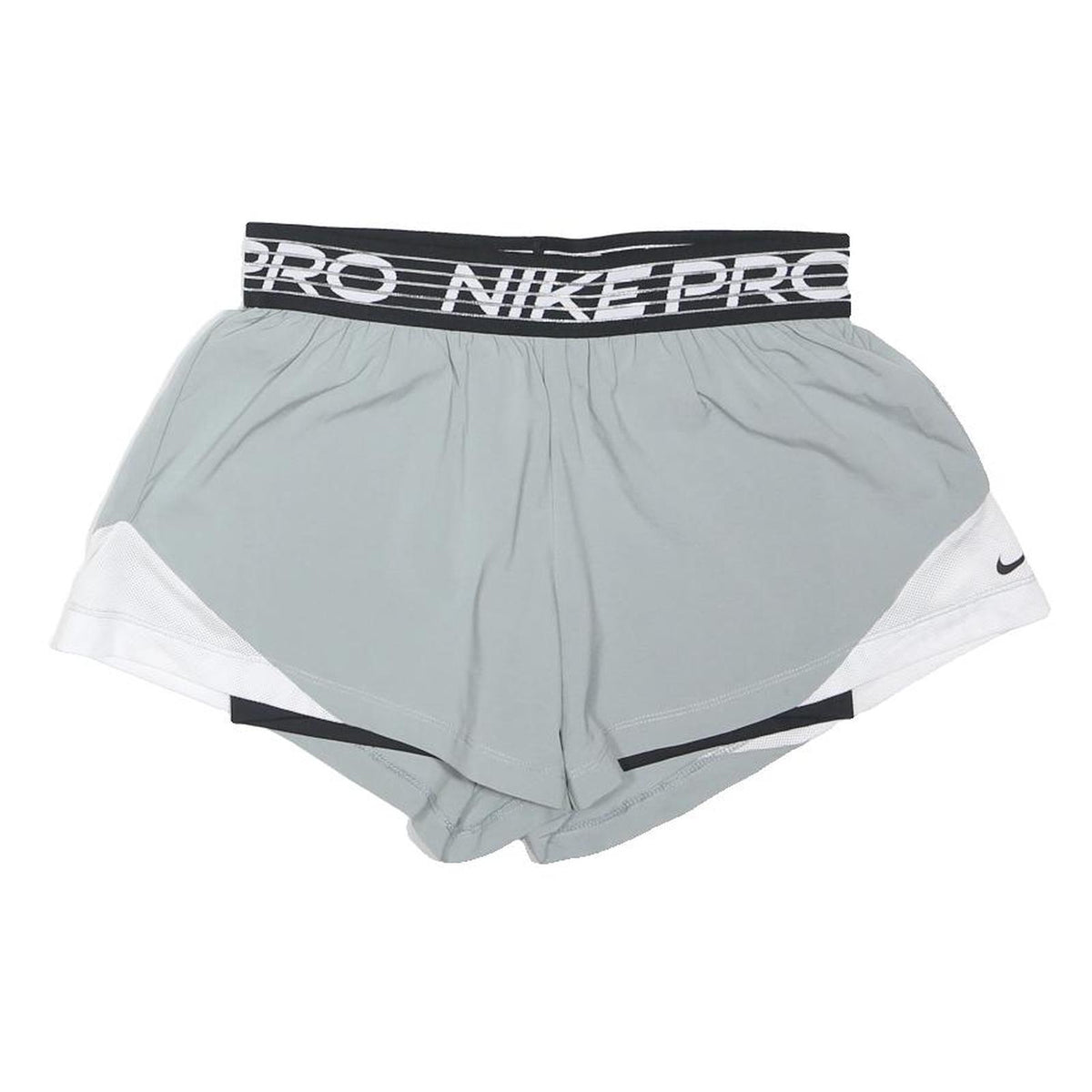 NIKE Womens Shorts Grey & White Casual M W30 Nike Pro Logo Elastic Waistband